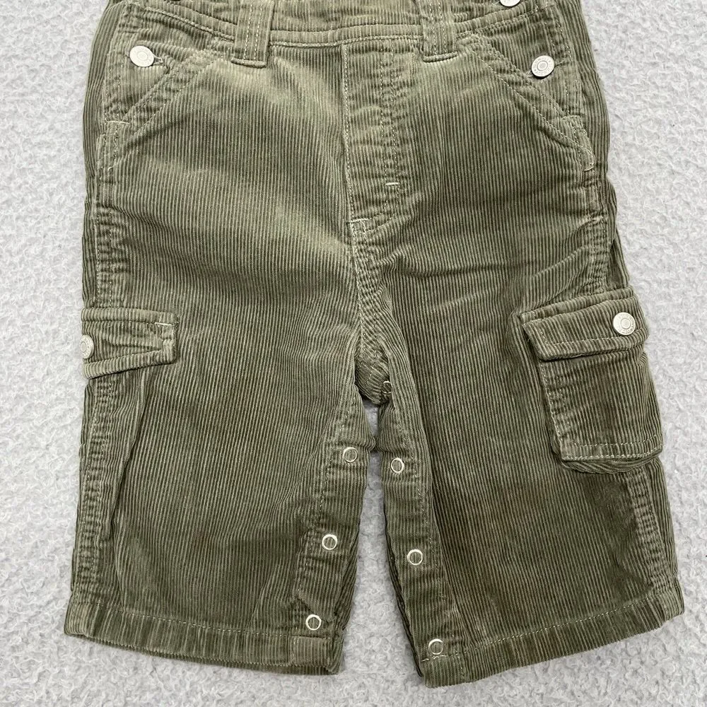 Old Navy Corduroy Bibs Baby 6/12 month Green Cargo Overalls Pockets Pants Unisex